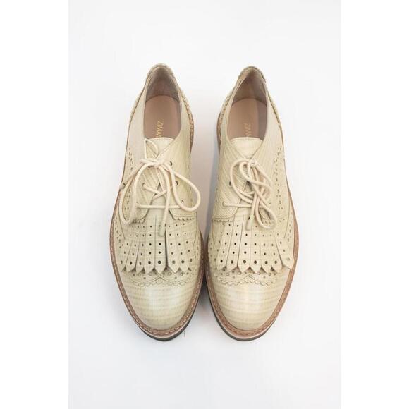 Zimmermann Beige Ecru Lace Up Leather Loafers Leather - Picture 5 of 6